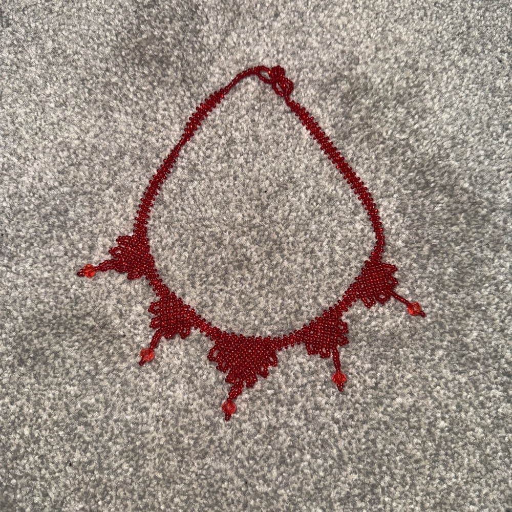 Red choker necklace